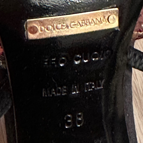 Dolce & Gabbana Vintage Floral Brocade Strappy Heels- Black Satin, Made in Italy - Picture 4 of 7